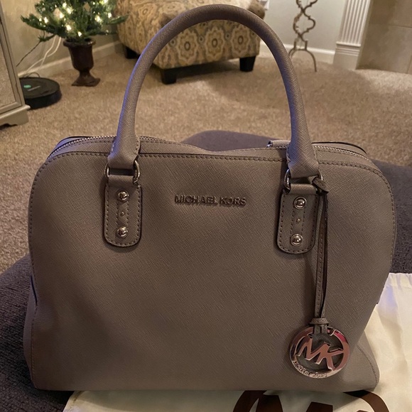 Michael Kors Grey Saffiano Leather Dome Handbag